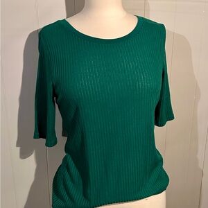 NWT Banana Republic Factory Emerald Green Ribbed Short Sleeve Top